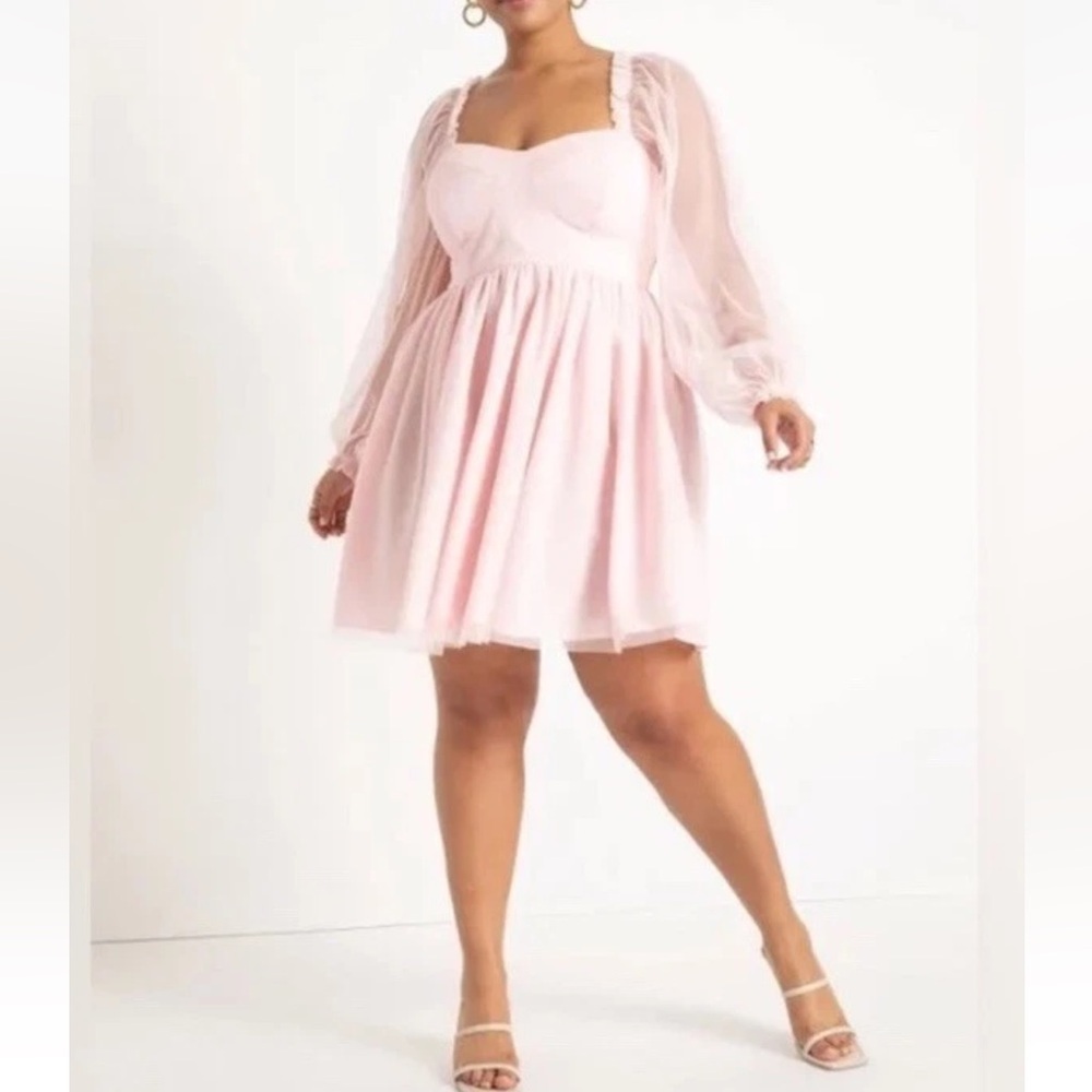 Eloquii Pink Sweetheart Bodice Mini Dress size 14